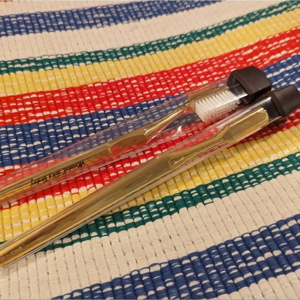 70s 80s Vintage Marshall Fields  gold tone toothbrush‎ set NIP Rare